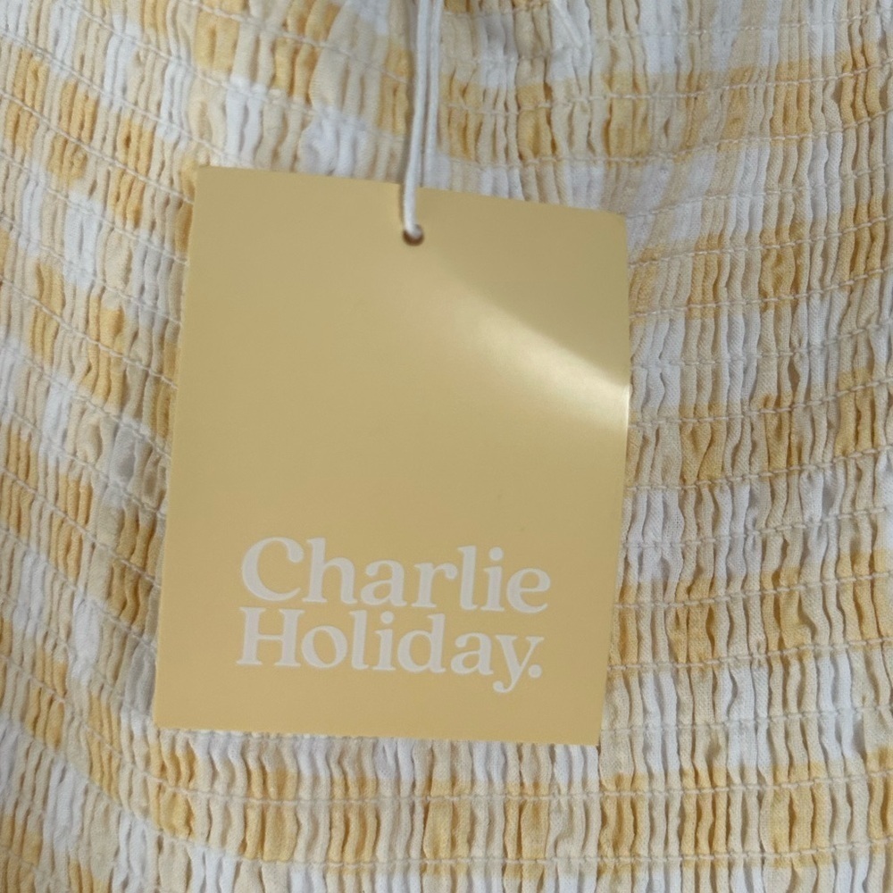 CHARLIE HOLIDAY Sienna yellow gingham mini dress size 8 NWT cottage core chic - Picture 9 of 14